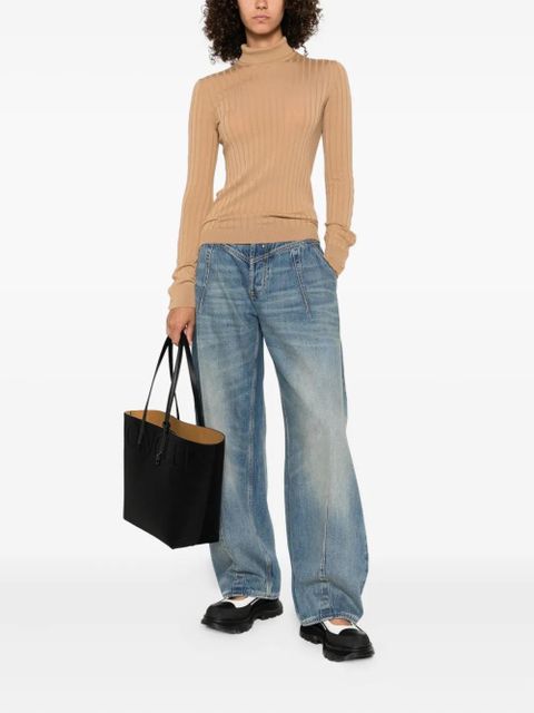 Moncler logo-patch ribbed top - Brown