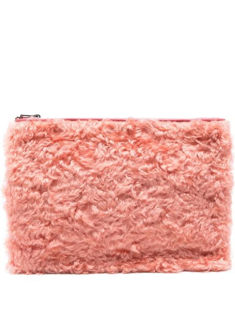 Miu Miu zip-top shearling clutch bag - Pink - zdjęcie produktu nr 1