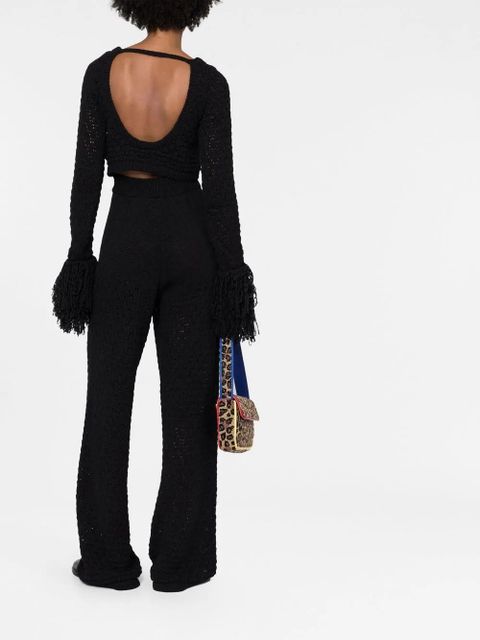 ROTATE BIRGER CHRISTENSEN loose-knit high-waisted trousers - Black