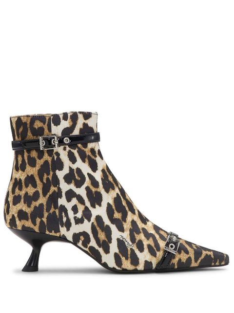 GANNI leopard-print satin ankle boots - Brown - zdjęcie produktu nr 1