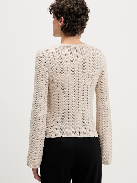 Sisley sweter bawełniany damski kolor beżowy lekki 1494M106O