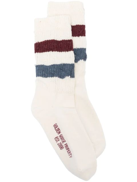 Golden Goose striped knitted socks - White