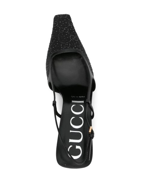 Gucci 85mm GG-crystal moire pumps - Black