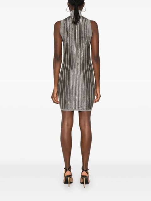 TOM FORD metallic-threading ribbed mini dress - Green