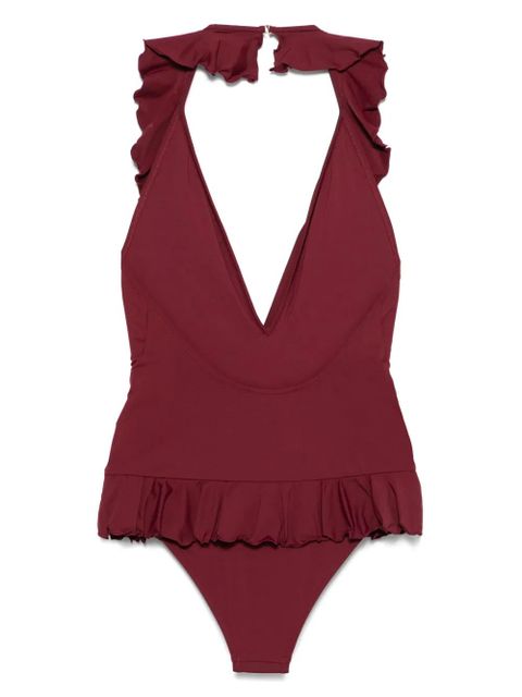 Chloé ruffled V-neck swimsuit - Red - zdjęcie produktu nr 2