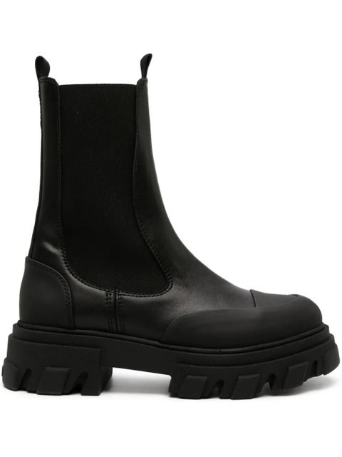 GANNI Cleated faux-leather chelsea boots - Black - zdjęcie produktu nr 1