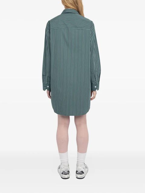 Zadig&Voltaire Rorning striped long-sleeve shirt mini dress - Green