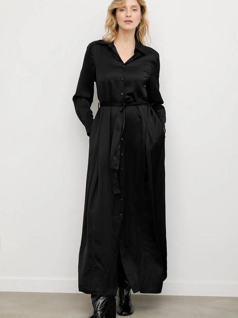 Answear.LAB sukienka kolor czarny maxi rozkloszowana