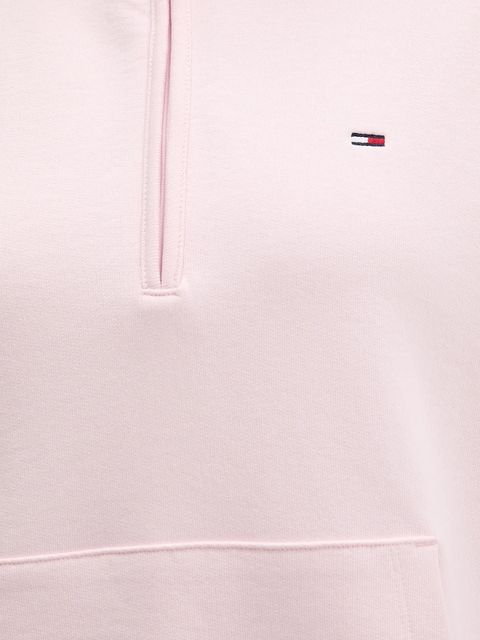 Tommy Jeans bluza bawełniana damska kolor różowy z kapturem gładka DW0DW21924