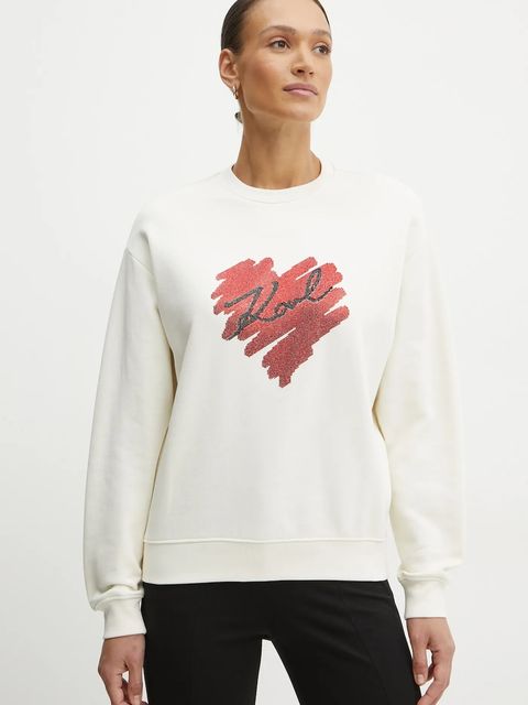 Karl Lagerfeld bluza bawełniana damska kolor beżowy z aplikacją A1W20045 - zdjęcie produktu nr 1