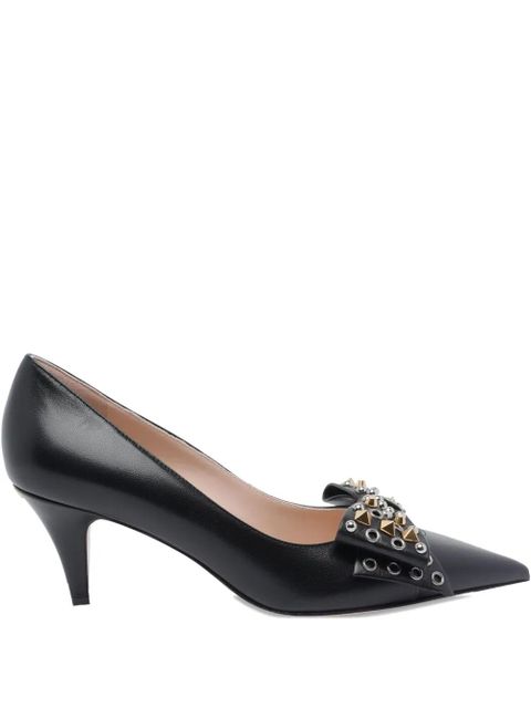Valentino Garavani 65mm studded-bow pumps - Black