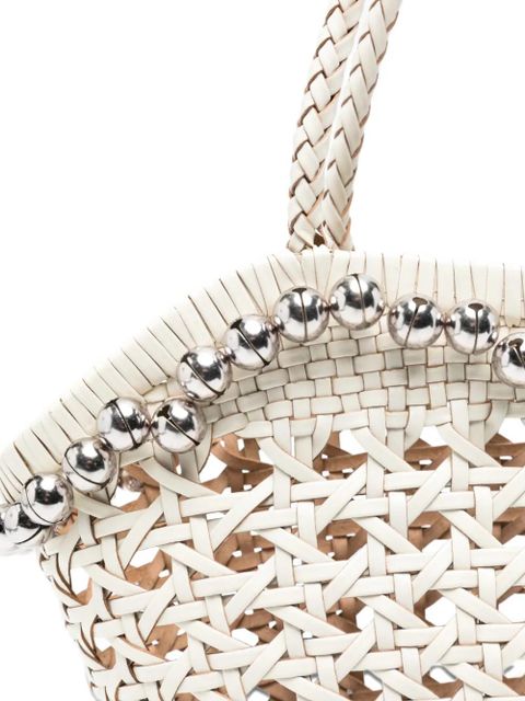 Osoi Lip woven beaded shoulder bag - White