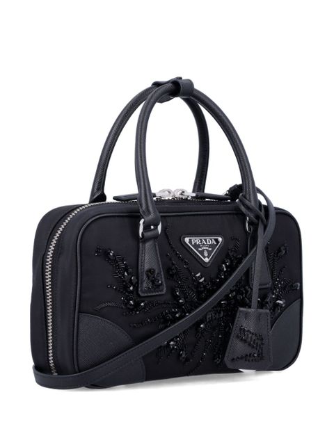 Prada embroidered detailing mini bag - Black