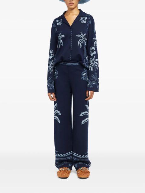 Alanui Glimpse of Eden palm-tree paisley trousers - Blue - zdjęcie produktu nr 2