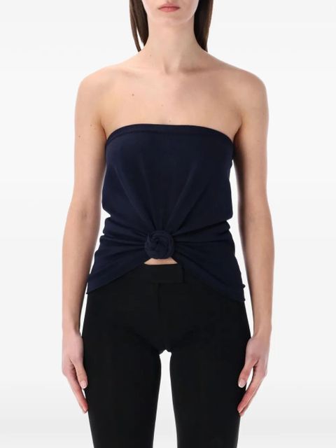 Magda Butrym rose-appliqué strapless top - Blue - zdjęcie produktu nr 1