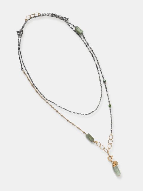 Answear.LAB naszyjnik z kyanitem zielonym ręcznie wykonany ze srebra pokrytego złotem - zdjęcie produktu nr 1