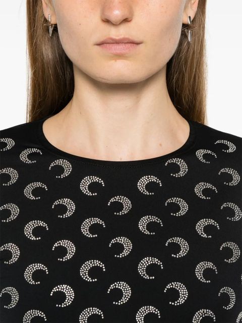 Marine Serre Crescent Moon-embellished top - Black