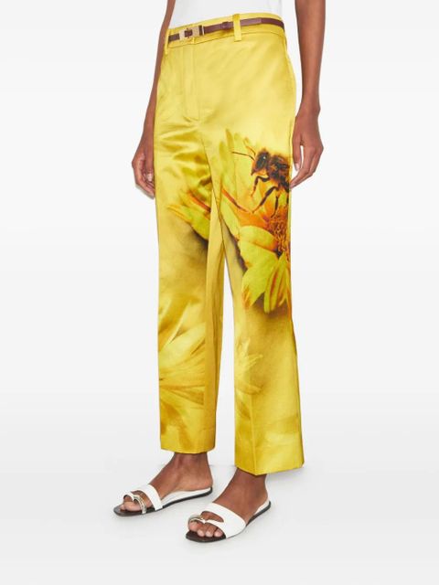 Tory Burch floral-print wide-leg trousers - Yellow