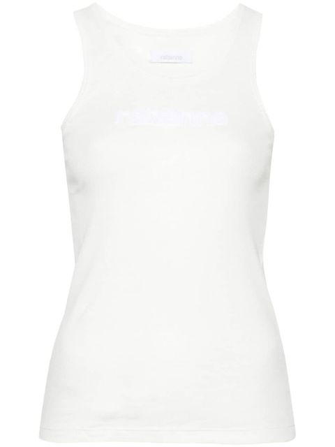 Rabanne logo-patch ribbed tank top - White - zdjęcie produktu nr 1