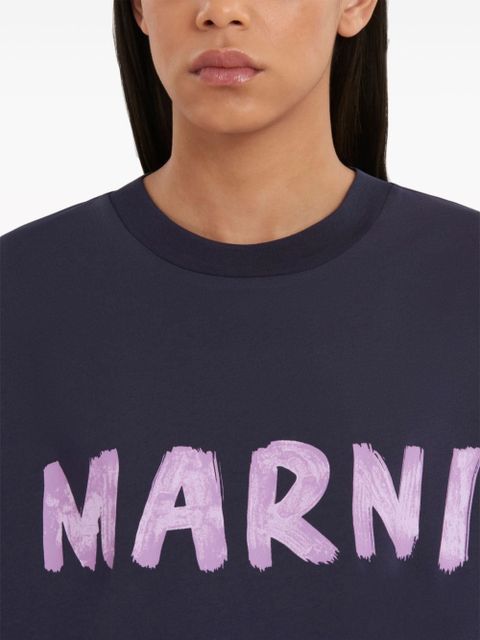 Marni logo-print cotton T-shirt - Blue