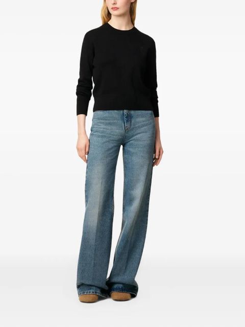 AMI Paris Ami De Coeur wool crew-neck sweater - 0180 BLACK/BLACK - zdjęcie produktu nr 2