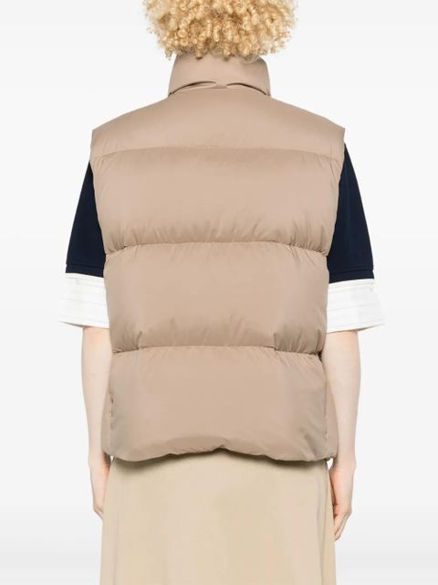 Miu Miu logo-patch down gilet - Brown