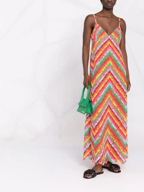 Valentino Garavani striped lace sleeveless dress - Red - zdjęcie produktu nr 2