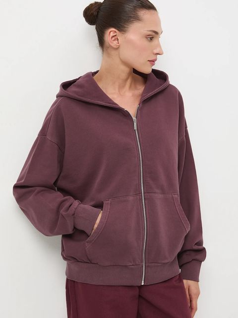 Medicine bluza bawełniana damska kolor fioletowy z kapturem gładka