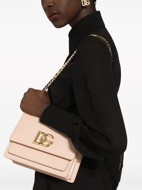 Dolce & Gabbana logo-plaque leather crossbody bag - Pink