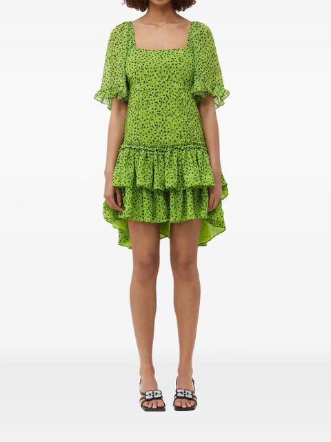 GANNI floral ruffled mini dress - Green - zdjęcie produktu nr 2