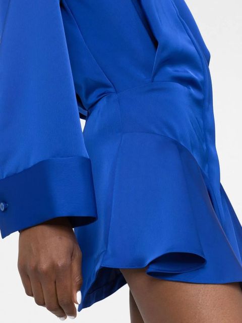 The Attico ruffled satin shirtdress - Blue