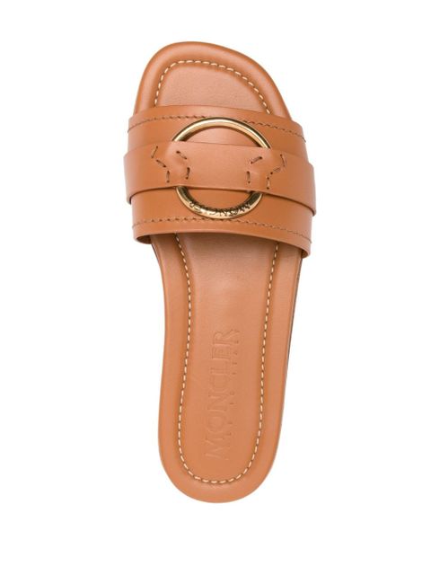 Moncler Bell leather slides - Brown - zdjęcie produktu nr 2