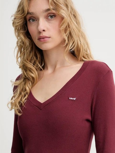 Levi's longsleeve bawełniany kolor czerwony A9330