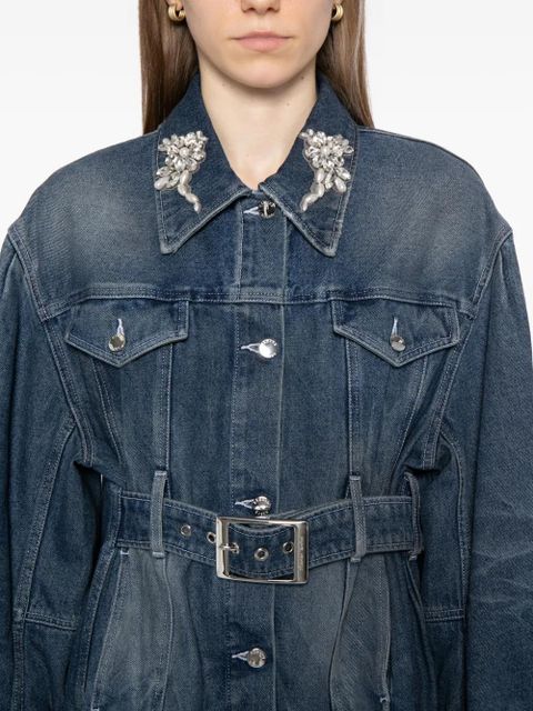 Simone Rocha embellished sculpted denim jacket - Blue