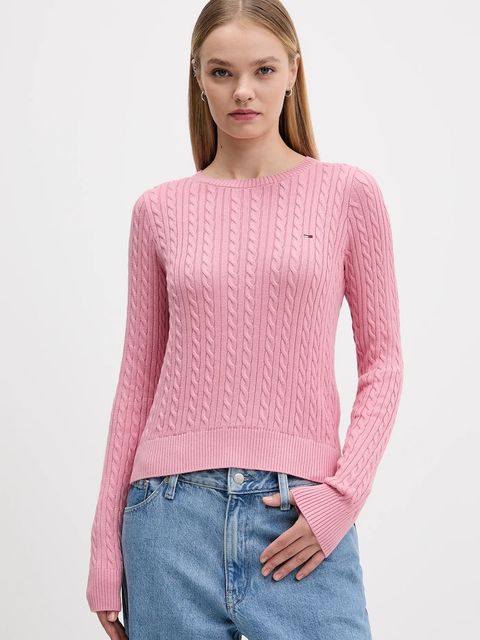 Tommy Jeans sweter bawełniany damski kolor różowy lekki DW0DW22165 - zdjęcie produktu nr 1