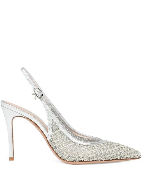 Gianvito Rossi Nikki pointed sling-back heeled pumps - Grey - zdjęcie produktu nr 1