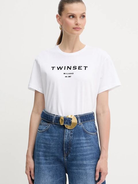 Twinset t-shirt bawełniany damski kolor biały 252TP2050 - zdjęcie produktu nr 1