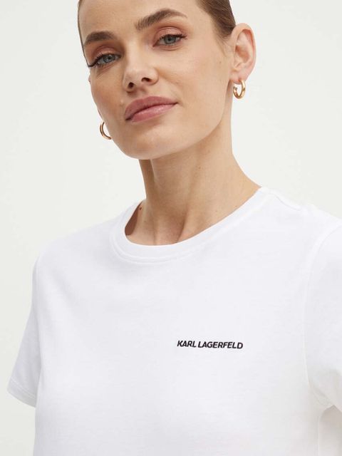 Karl Lagerfeld t-shirt bawełniany damski kolor biały 245W1714 - zdjęcie produktu nr 2