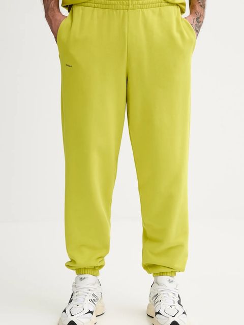 Pangaia spodnie dresowe bawełniane kolor zielony gładkie 10000295