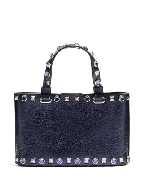 Valentino Garavani Rockstud mini shopping bag in laminated calfskin - Blue