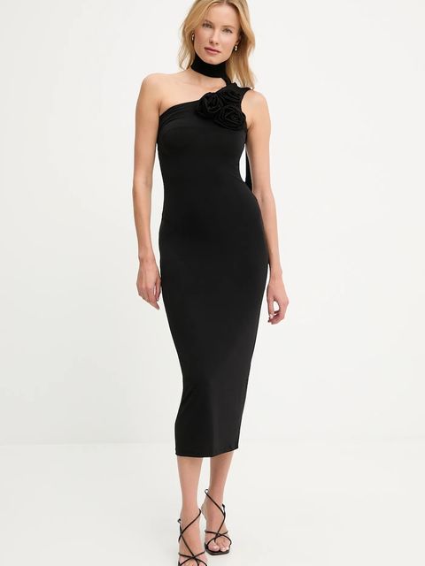 Answear.LAB sukienka kolor czarny midi prosta - zdjęcie produktu nr 2