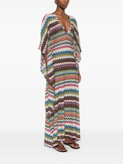 Missoni V-neck chevron maxi dress - White