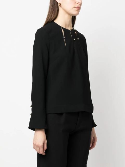 Simkhai Sharon long-sleeve crepe blouse - Black