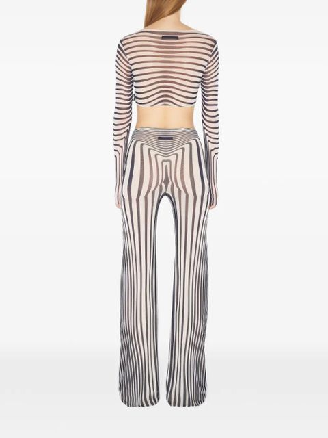 Jean Paul Gaultier long-sleeves morphing-stripes top - White