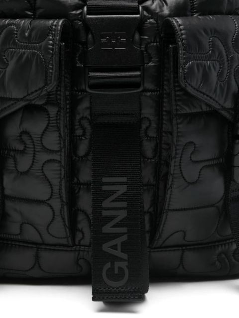 GANNI quilted buckle backpack - Black
