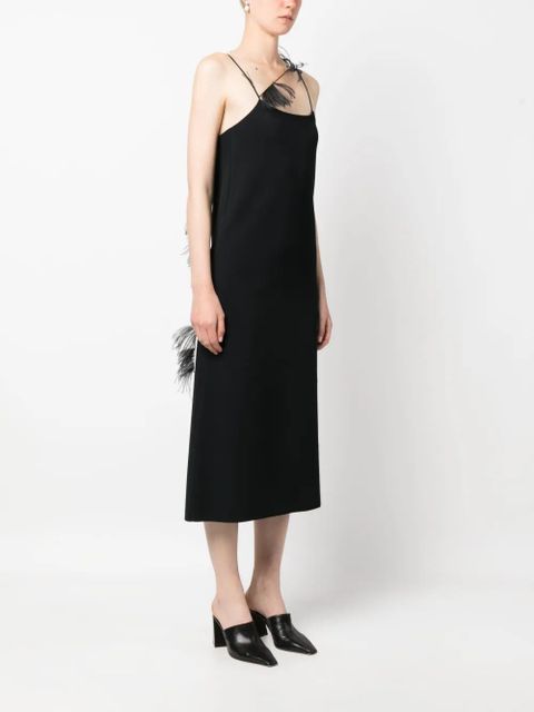 Jil Sander feather-trim slip dress - Black
