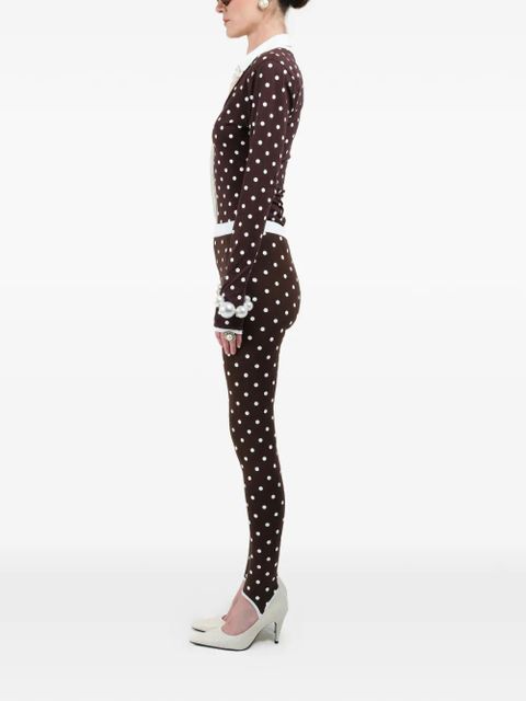 Rowen Rose polka-dots long-sleeves polo - Brown