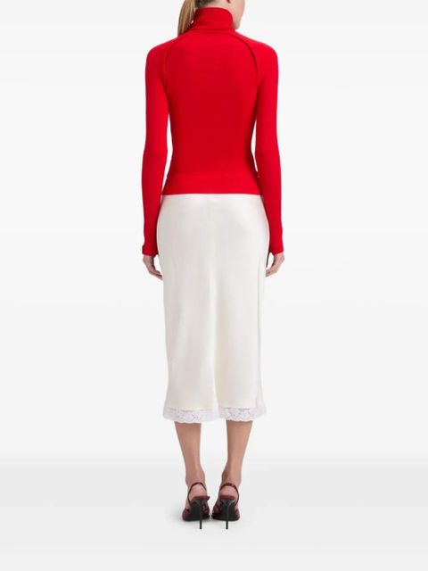 Victoria Beckham Lace Trim Slip midi skirt - White