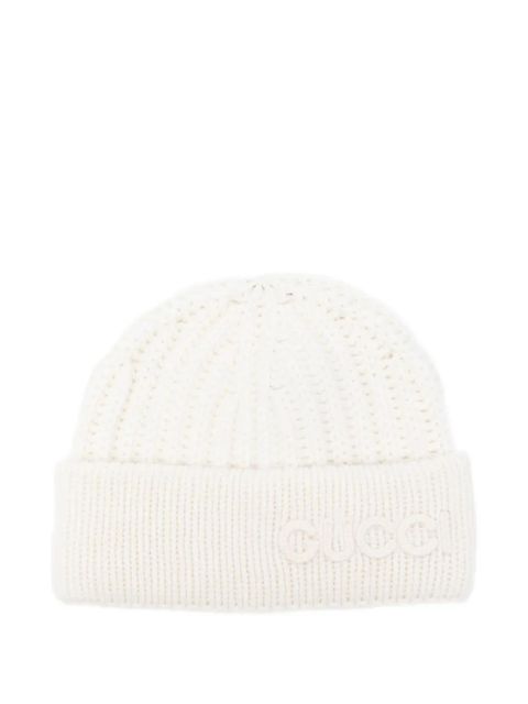 Gucci logo-embroidered beanie hat - Neutrals - zdjęcie produktu nr 1