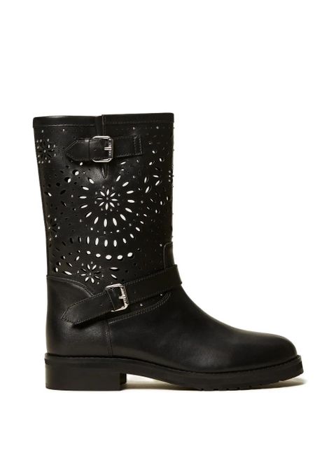 TWINSET leather biker boots - Black - zdjęcie produktu nr 1